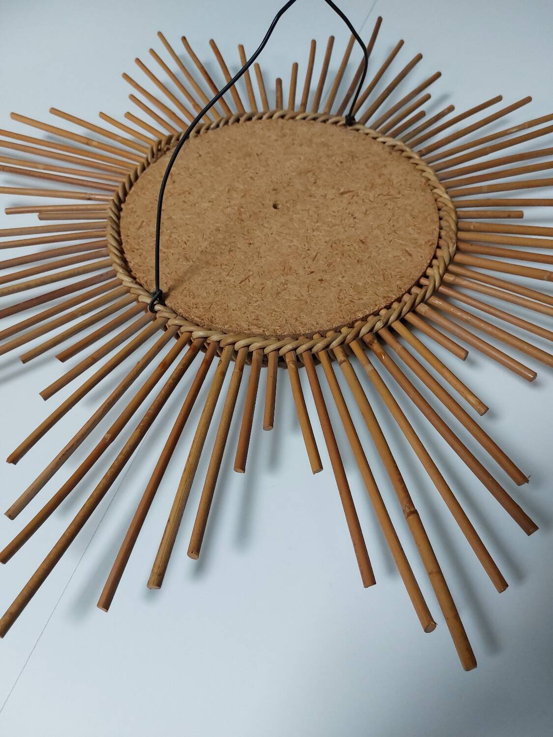 Vintage rattan sun mirror 1960