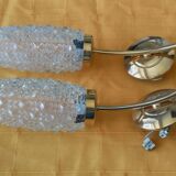 Pair of brass and glass sconces