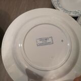 Series of 6 hollow plates in sarreguemines earthenware model Mozart blue
