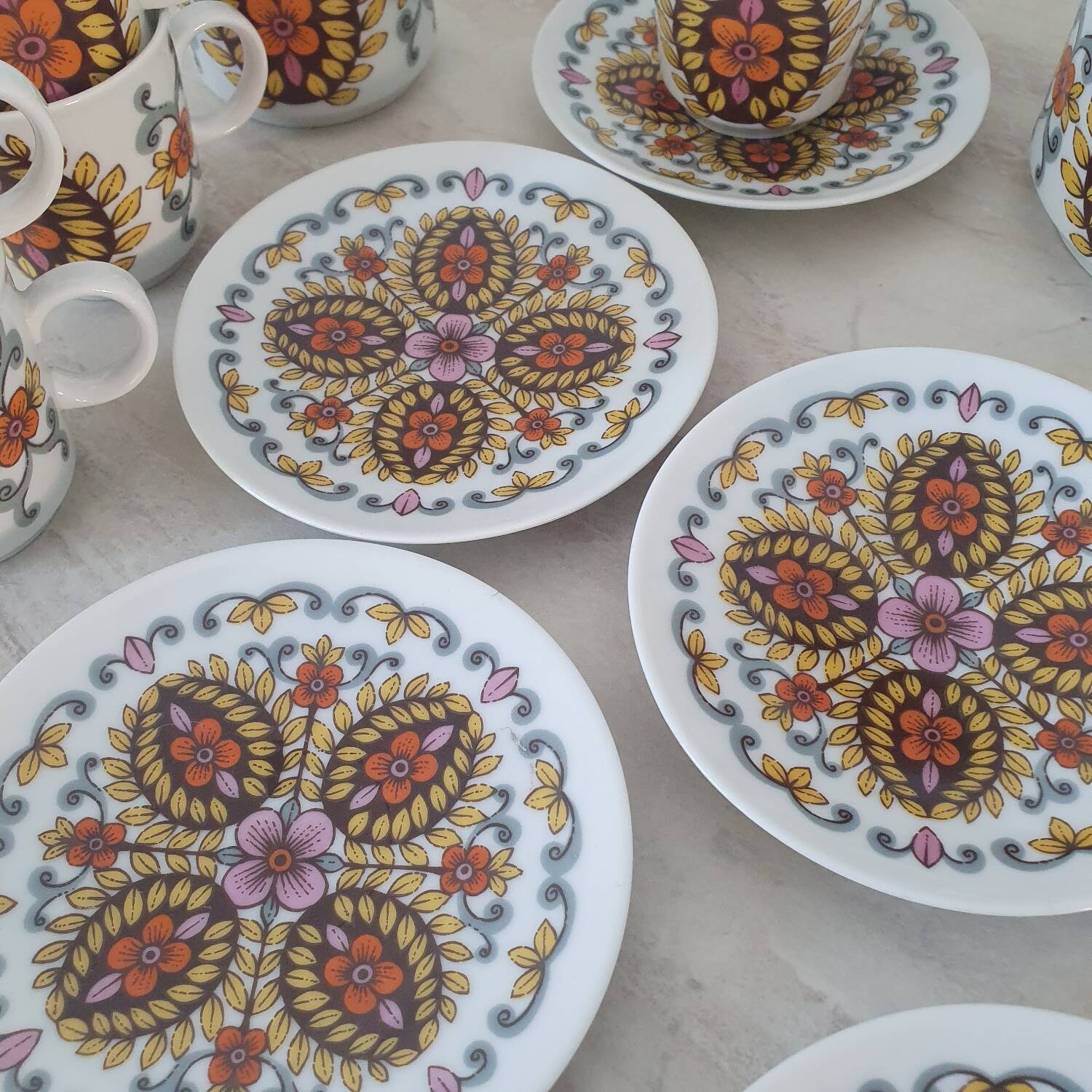 Vintage retro pattern coffee tea set