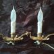 Pair of bedside lamps in chiselled bronze - bird shape -