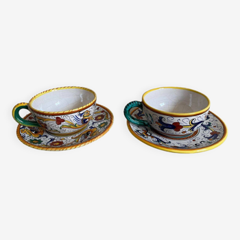 Set of two Deruta Italian ceramic cups