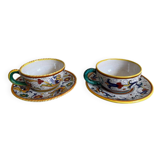 Set of two Deruta Italian ceramic cups