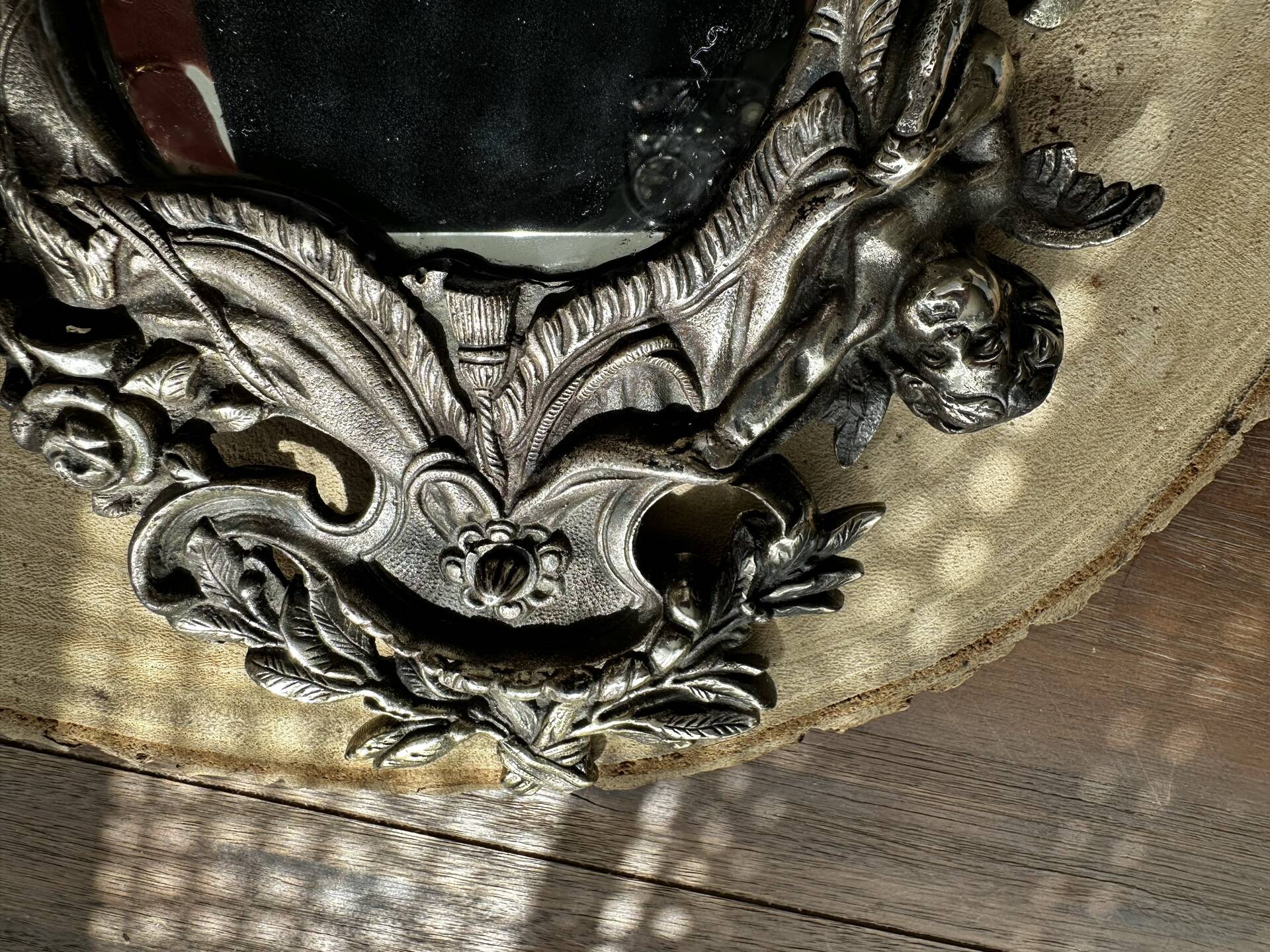 Rare pair of mirror sconces with putti. Napoleon III / Art Nouveau ~