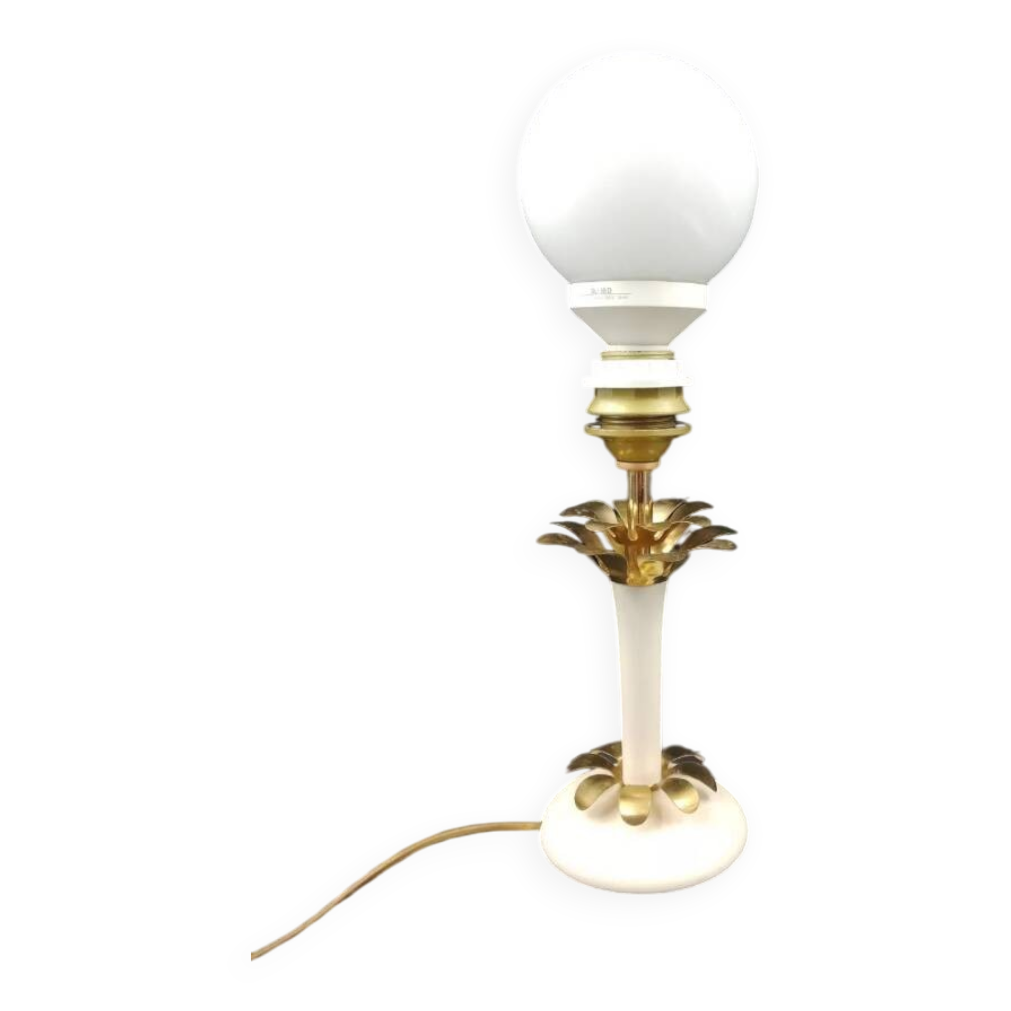 lampe à poser Maison Le Dauphin Palmier en laiton et bois