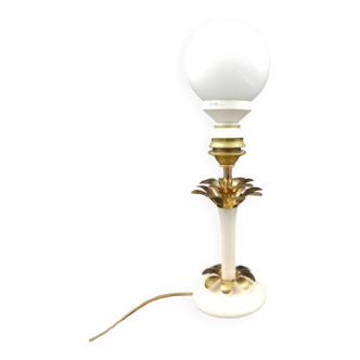 lampe à poser Maison Le Dauphin Palmier en laiton et bois