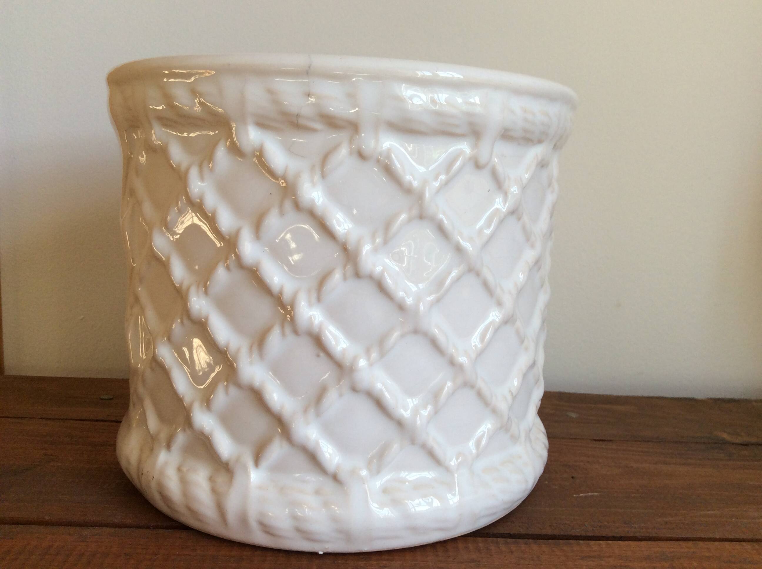 White earthenware planter