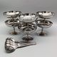 6 stainless steel ice cream cups and spoons, French, stainless steel bowl