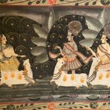 Tableau à la gouache sur tissu indien