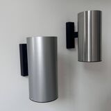 Pair of vintage wall lights, brushed metal, Bur Leucthen Germany 1970