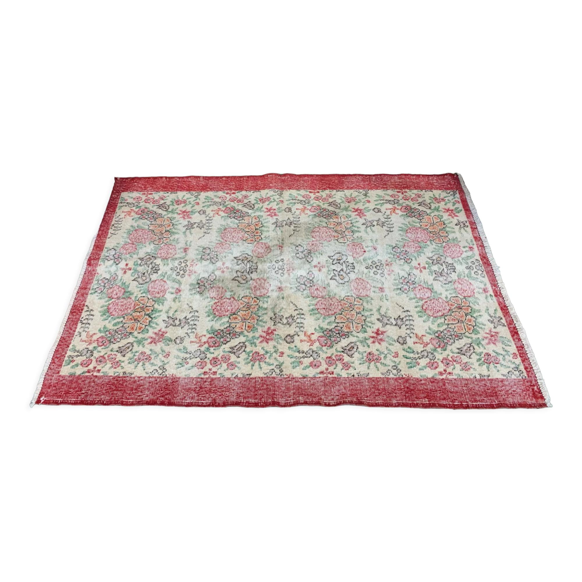 Vintage turkish rug 185x122 cm shabby distressed carpet medium