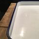 White and navy enamelled plate tray