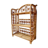 Vintage 1950s rattan folding shelf