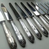 Lot 12 old large silver metal knives Rex covered silver metal floral