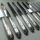 Lot 12 old large silver metal knives Rex covered silver metal floral