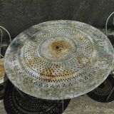 Iron garden furniture forge table, 2 armchairs and 2 chairs