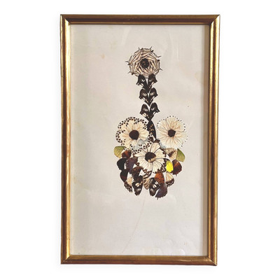 Collage vintage fleur réalisée à partir d'ailes de papillons