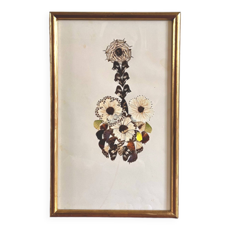 Vintage flower collage made from butterfly wings