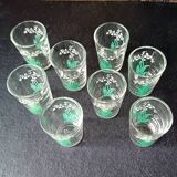 Vintage silkscreened lily of the valley motif liqueur set, 1940/50