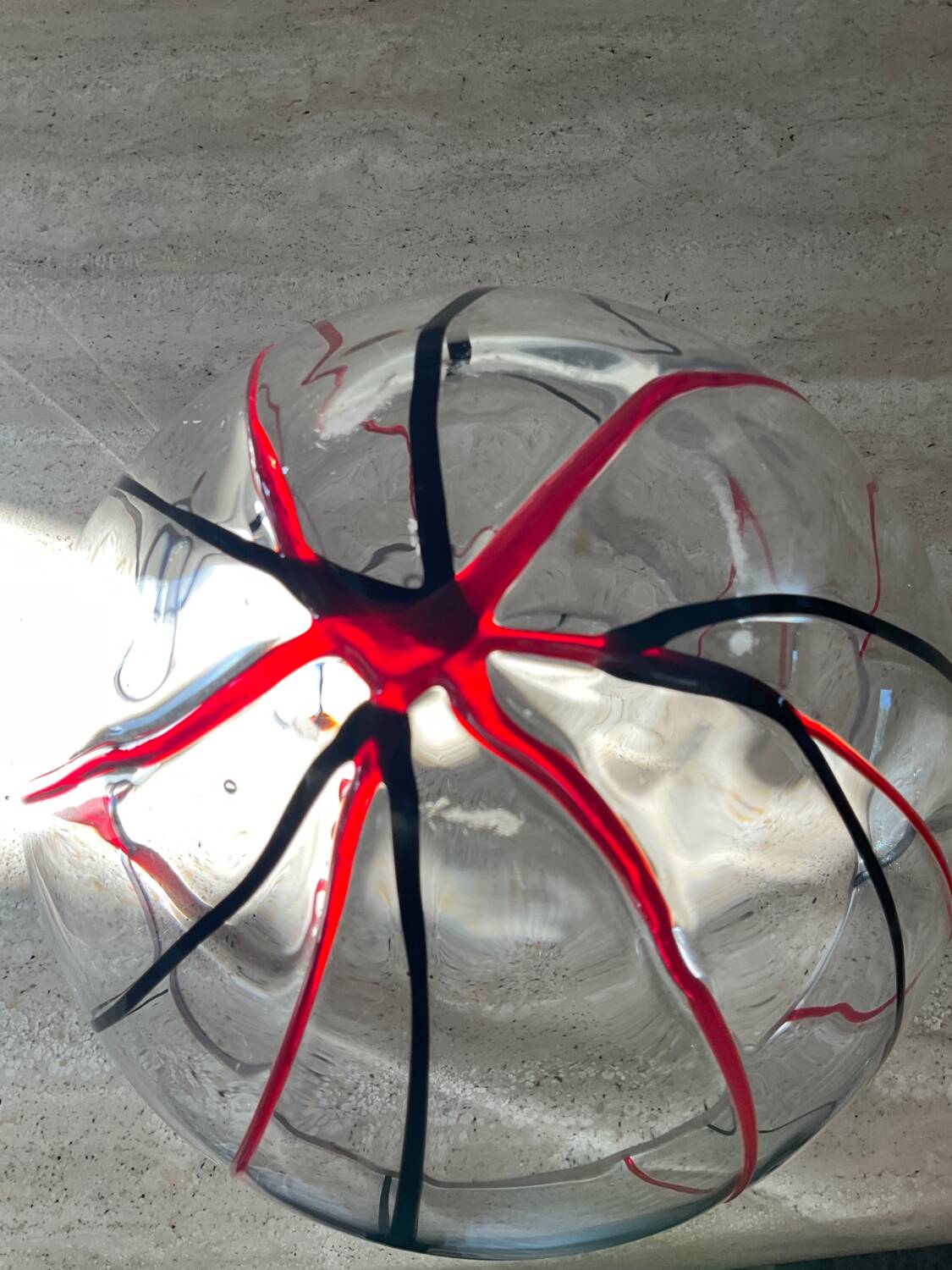 Vintage ball vase in blown glass and glass paste