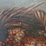 Hst painting still life basket of overturned fruit 19th - 20th century