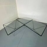 Table Basse Moderniste Furtive en Acier et Verre, Italie, années 1980