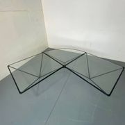 Table Basse Moderniste Furtive en Acier et Verre, Italie, années 1980