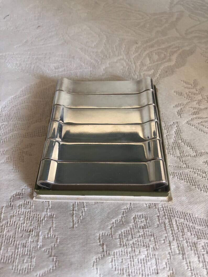 Vintage Christofle Silver Metal Knife Rests - Gallia Arabesque - Set of 6