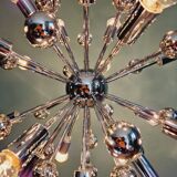 Lustre Sputnik en métal chromé, 20 points lumineux, années 70