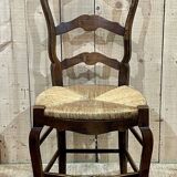 Set of 6 Louis XV style ash chairs with straw seats, from the 1950s