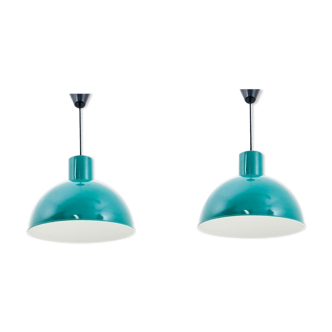 Two green pendant lamps, Denmark, 1960s