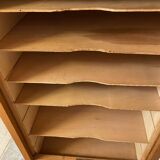 50s/60s light oak curtain filing cabinet low model with removable shelves
