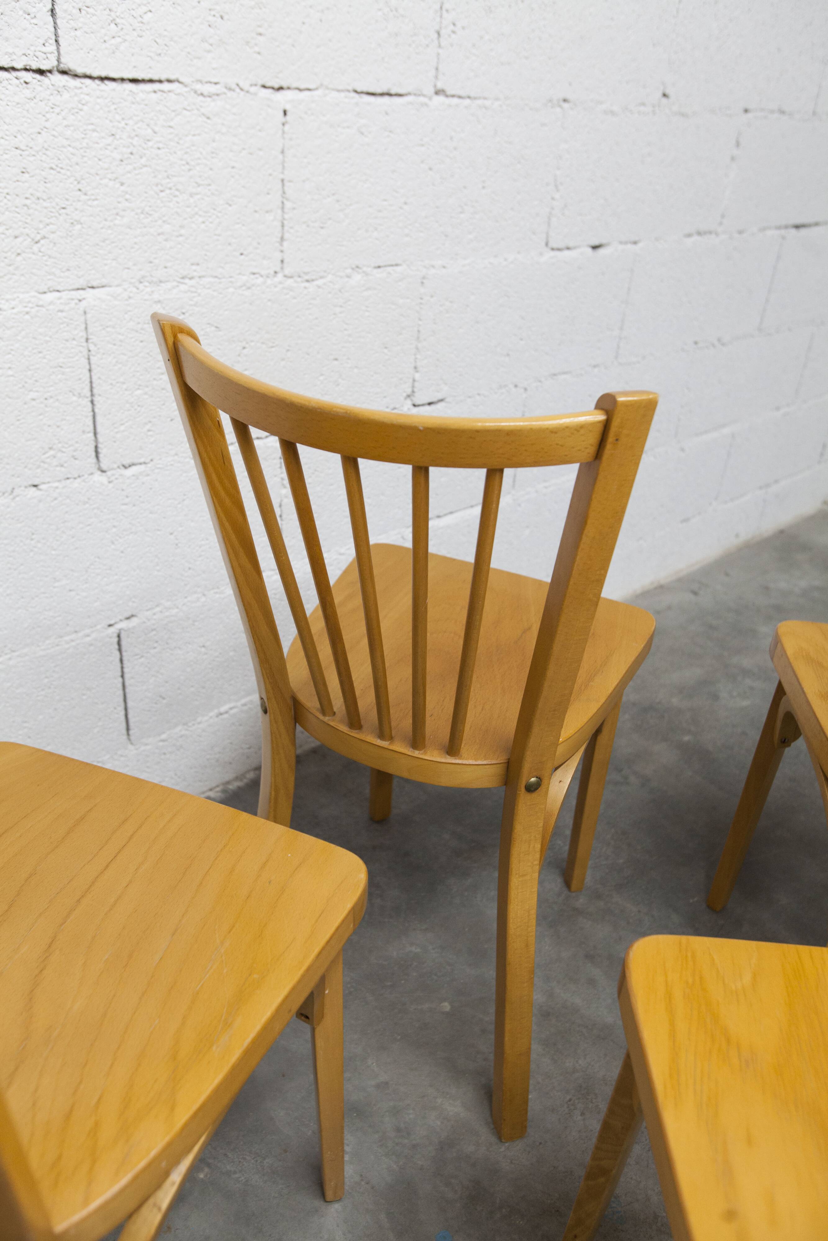 Set of 4 Baumann bistro chairs model 153 stamped 1981.