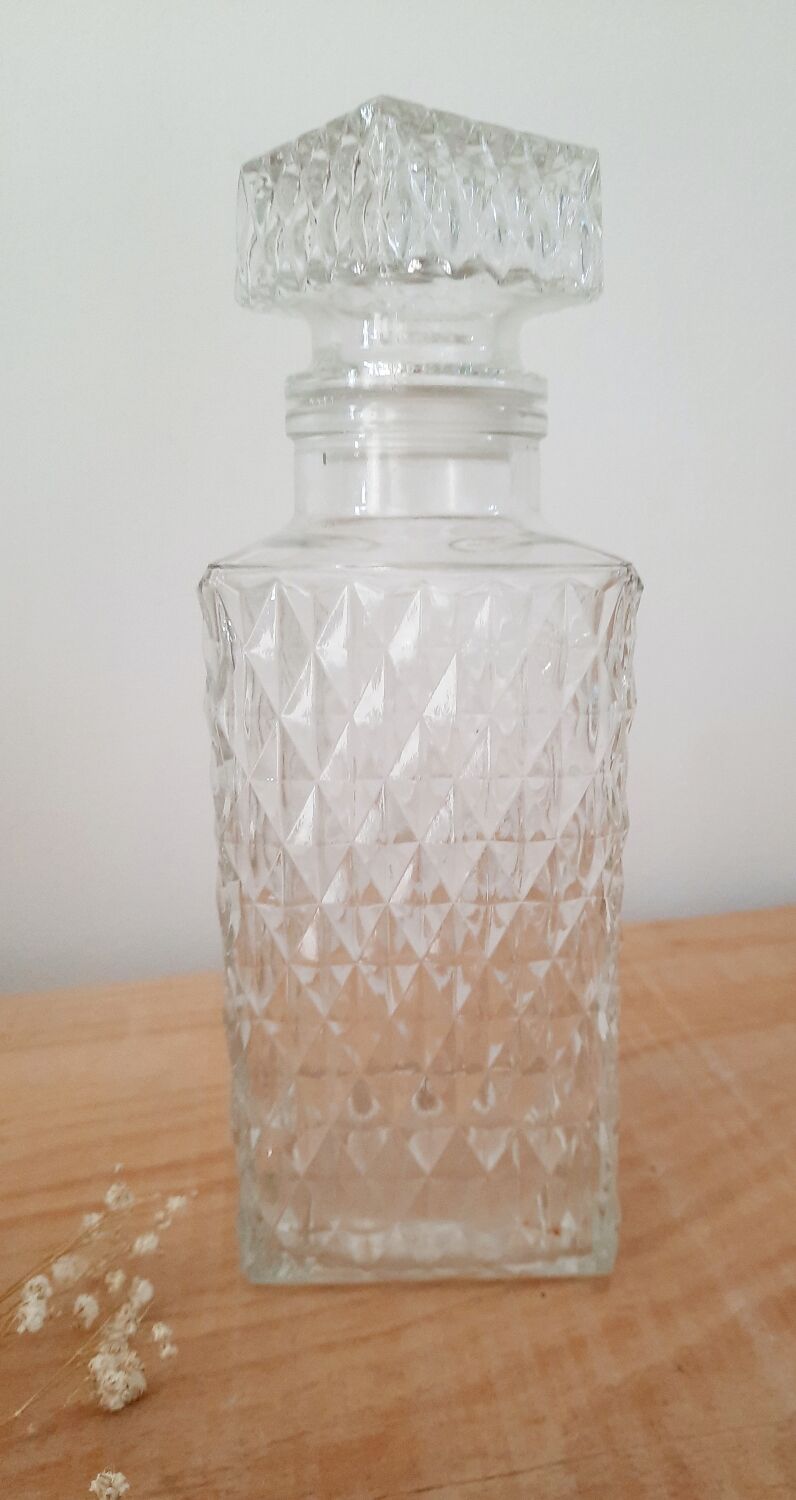 Carved glass decanter