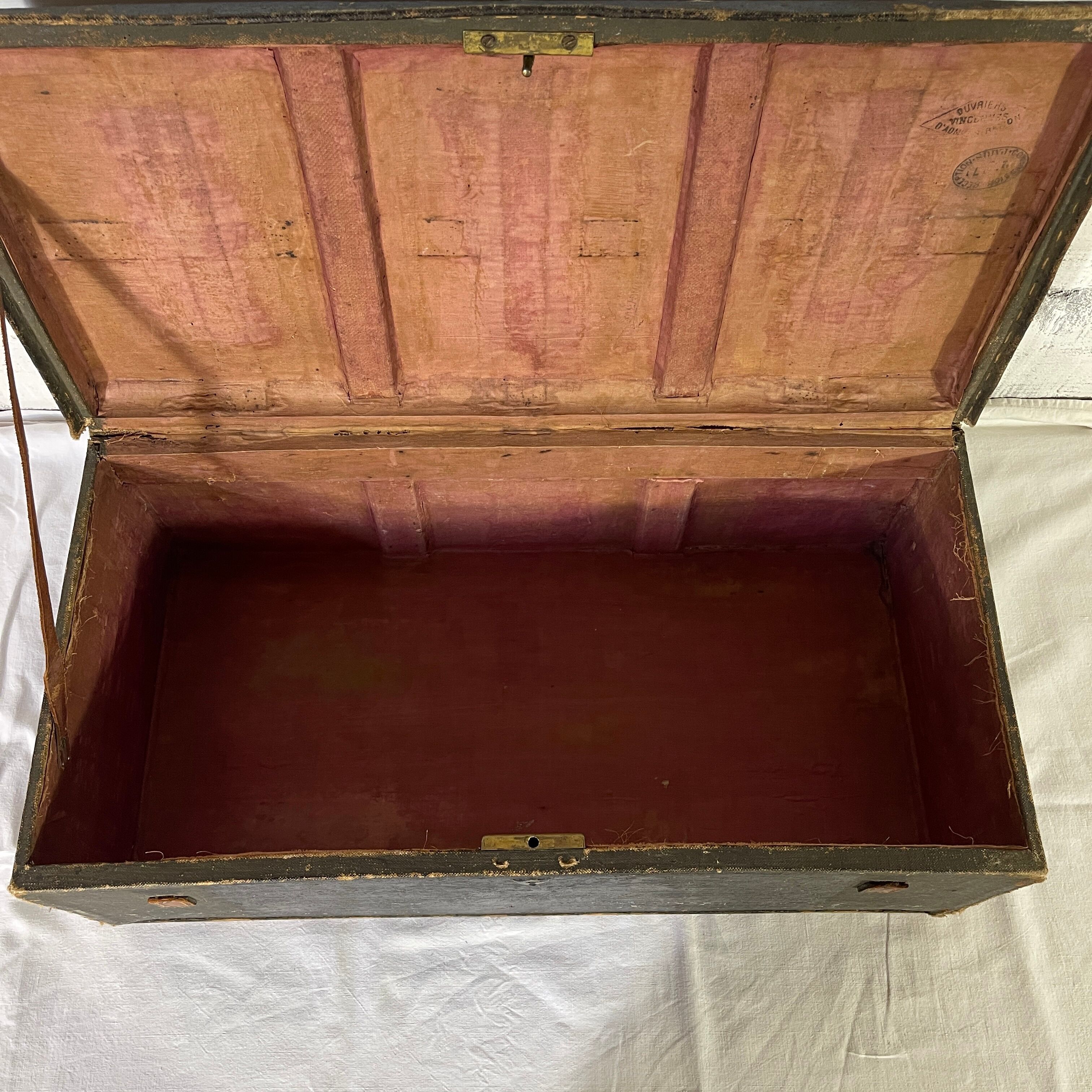 Old black canvas trunk