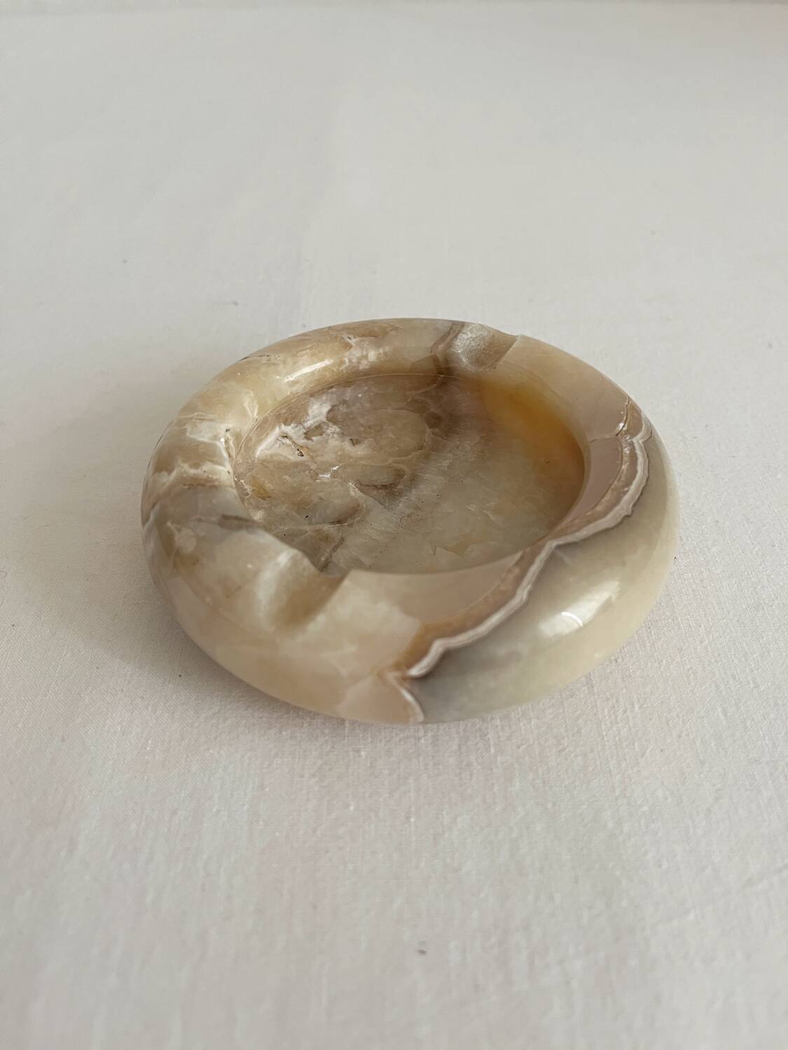 Vintage round alabaster ashtray