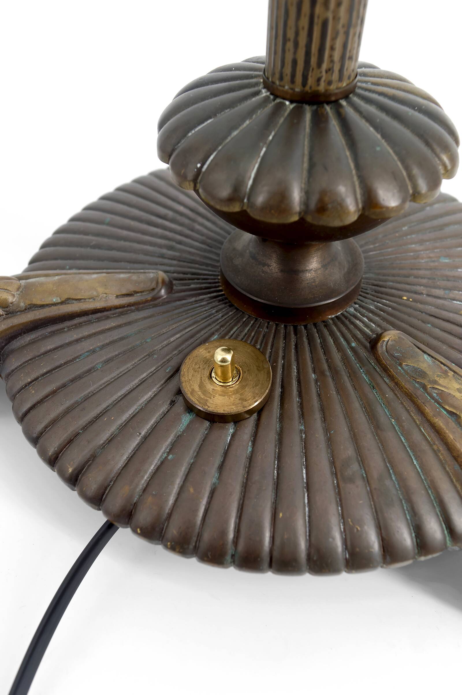 Art Deco reading lamp in bronze and stained glass – Circa 1920