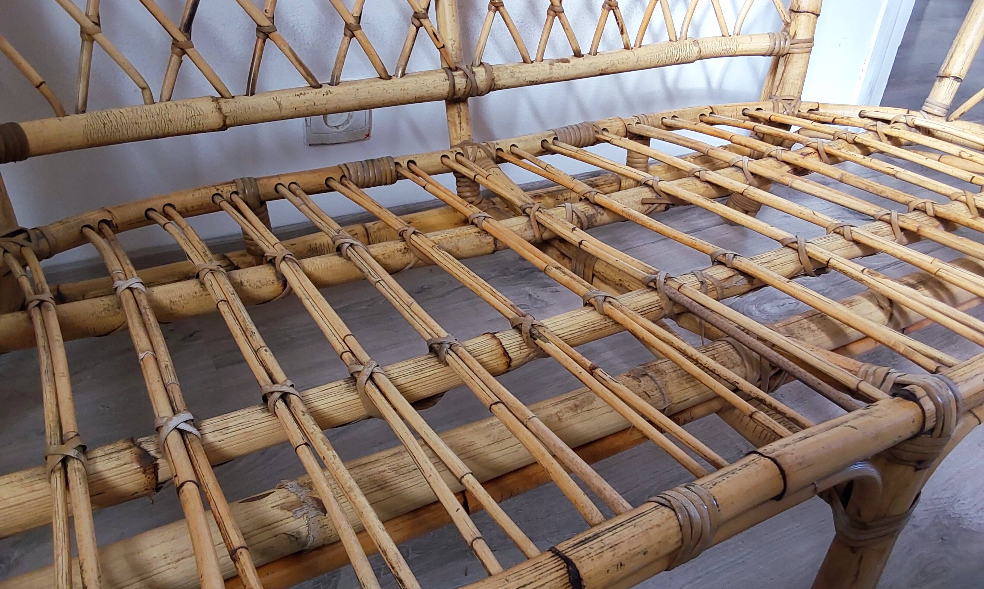 Banquette en rotin vintage