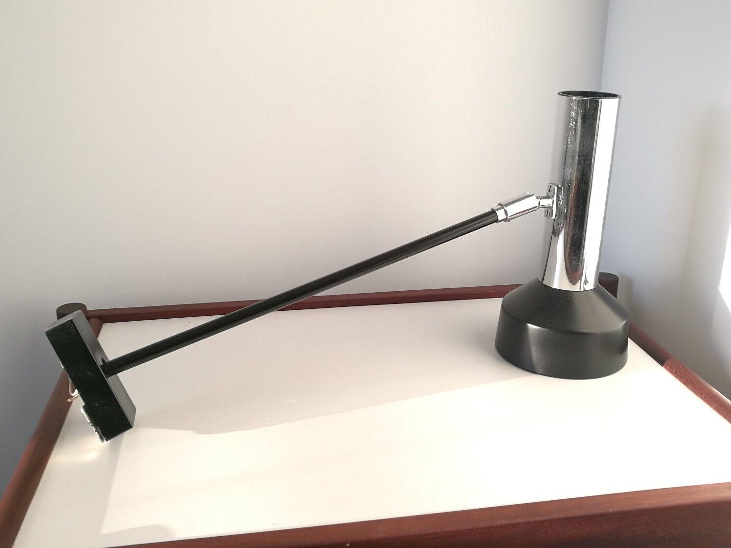 Chrome stem wall lamp from the 70s