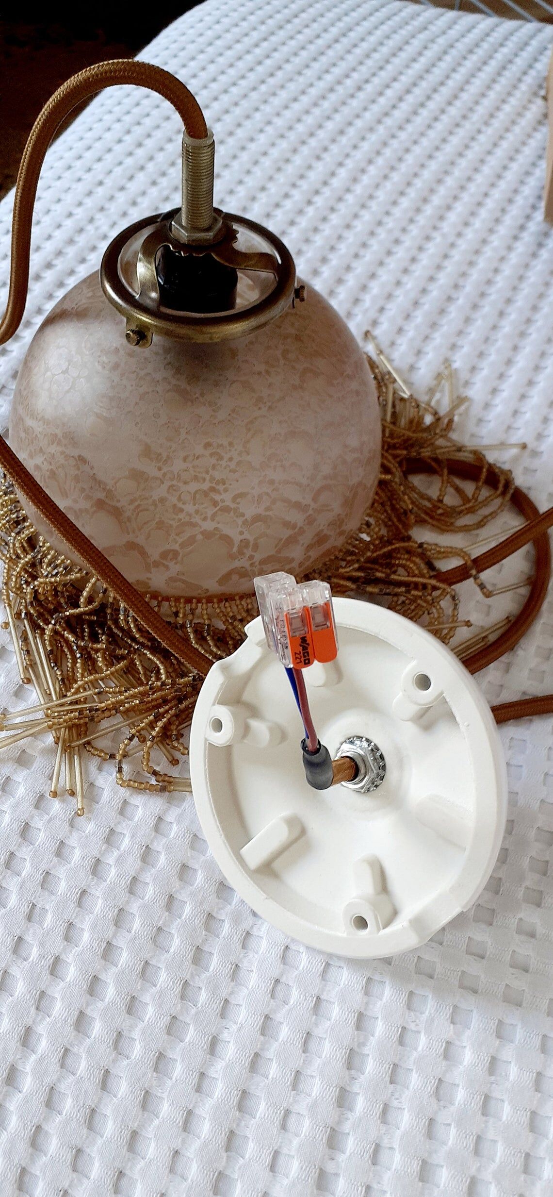 Suspension vintage en pâte de verre