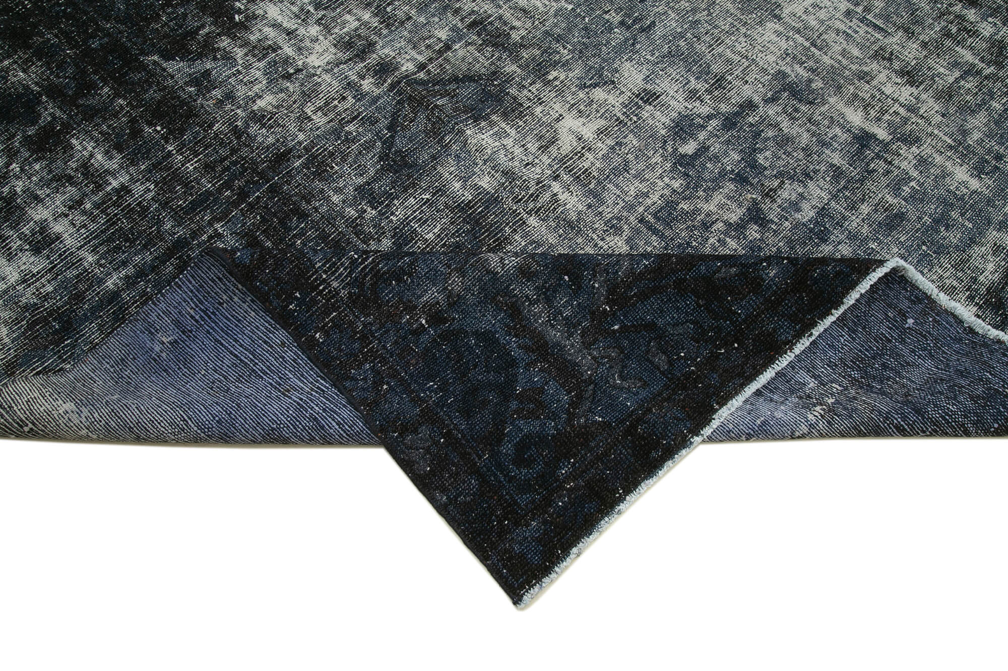 Hand-knotted oriental overdyed 312 cm x 356 cm black wool carpet