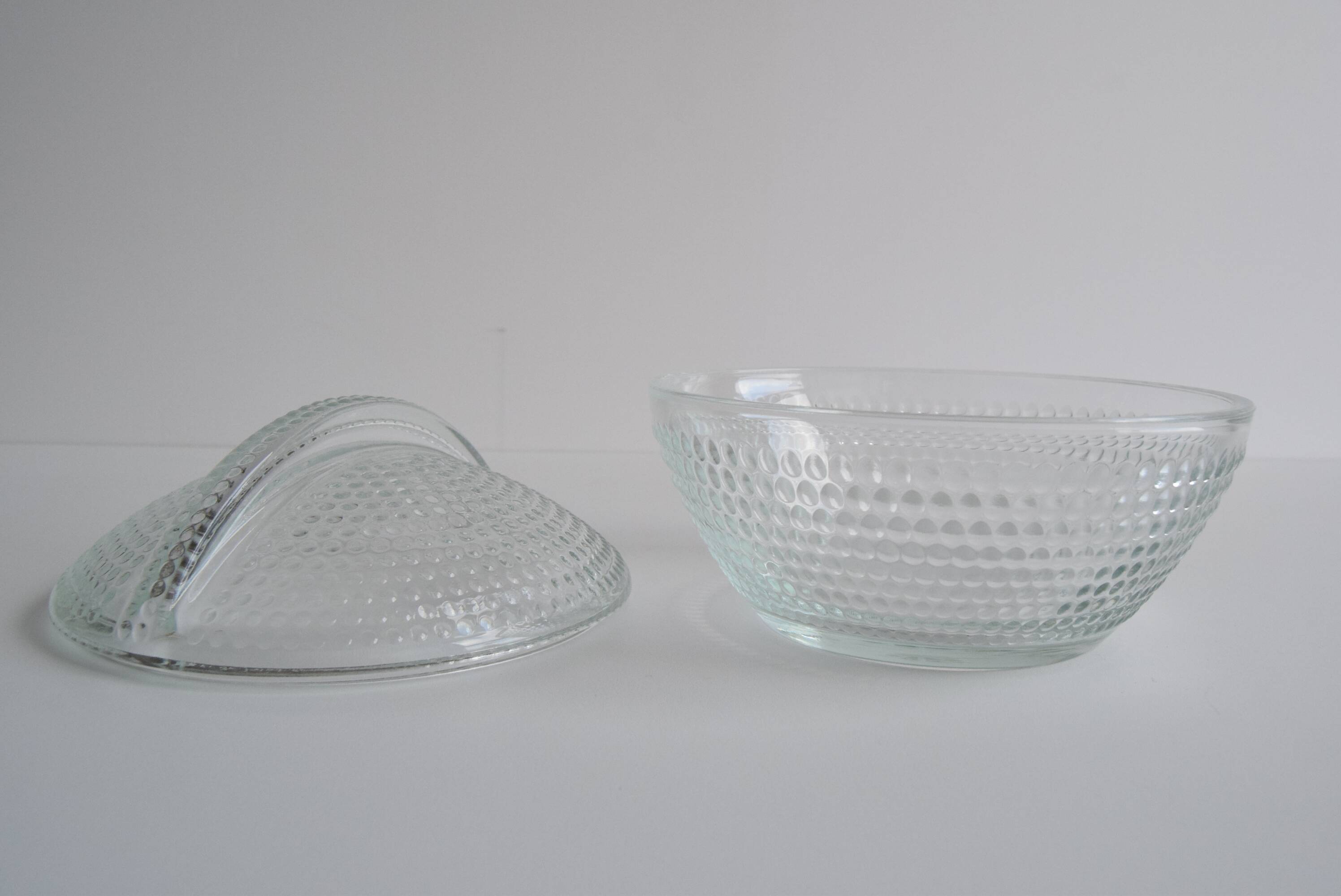 Glass candy bowl, sugar bowl, by Adolf Matura for Libochovice glass factory, 1970's.