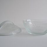 Glass candy bowl, sugar bowl, by Adolf Matura for Libochovice glass factory, 1970's.