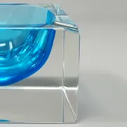 1960s stunning blue ashtray or catchall by Flavio Poli for Seguso. Made in Italy