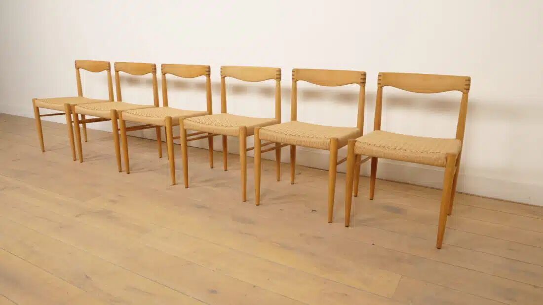 6 x dining chair | Bramin | H.W. Klein | Soaped oak | Restored