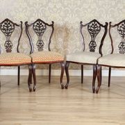 Chaises en frêne Louis XV antiques avec dossiers ajourés, ensemble de 4