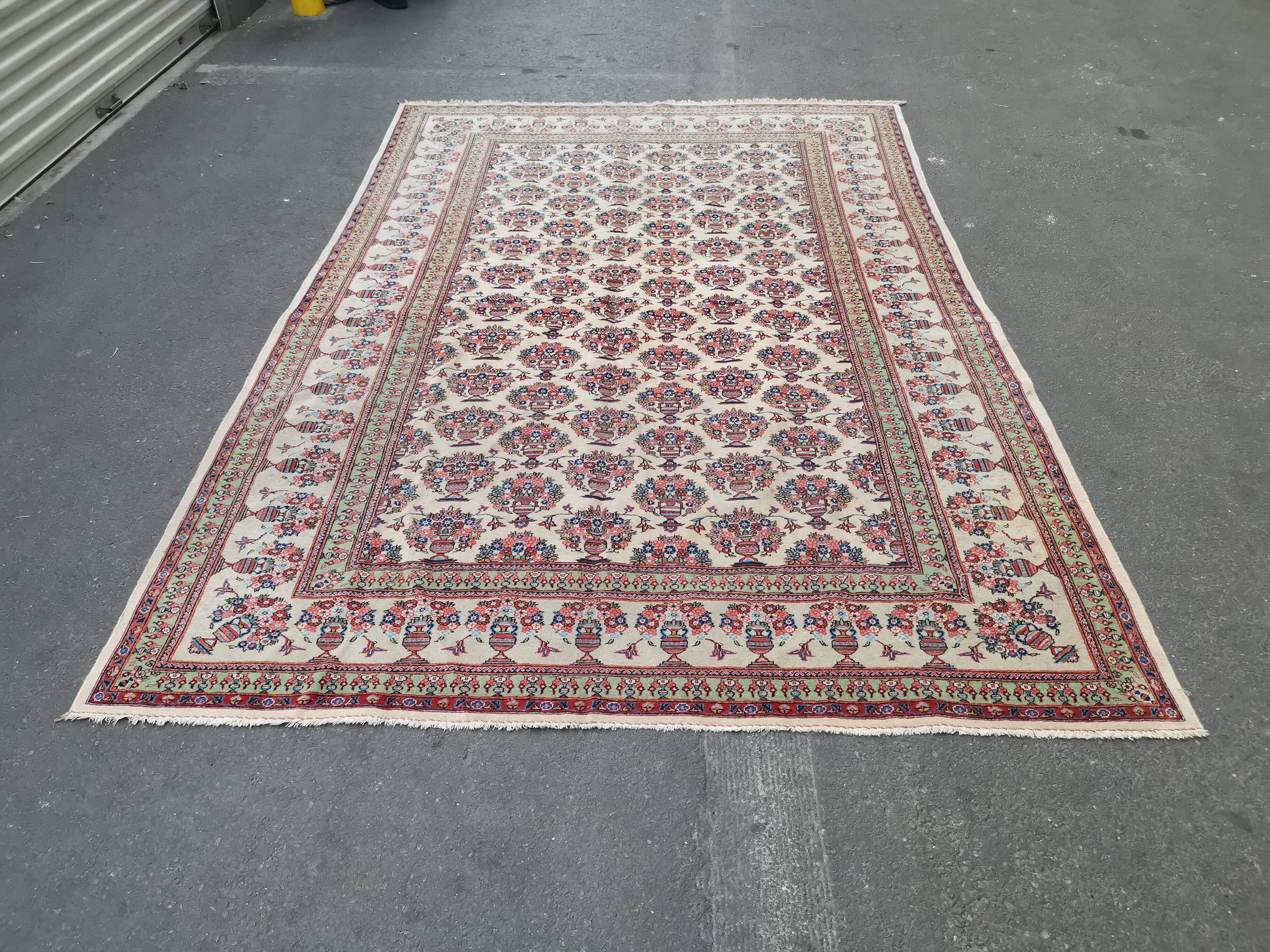 Large and fine tehran persian oriental rug handmade vintage 324 x 210