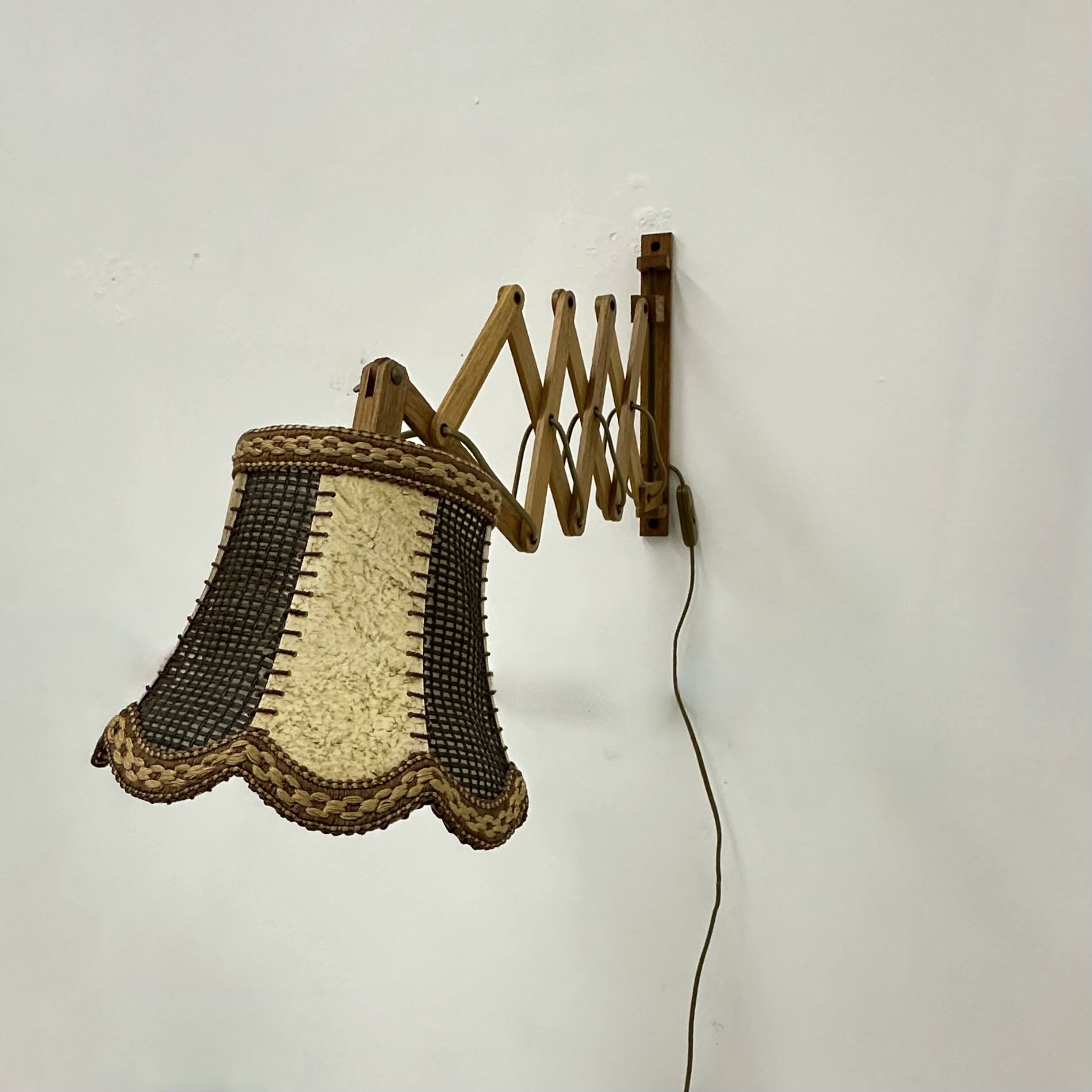 Vintage teak scissors wall lamp , 1960s