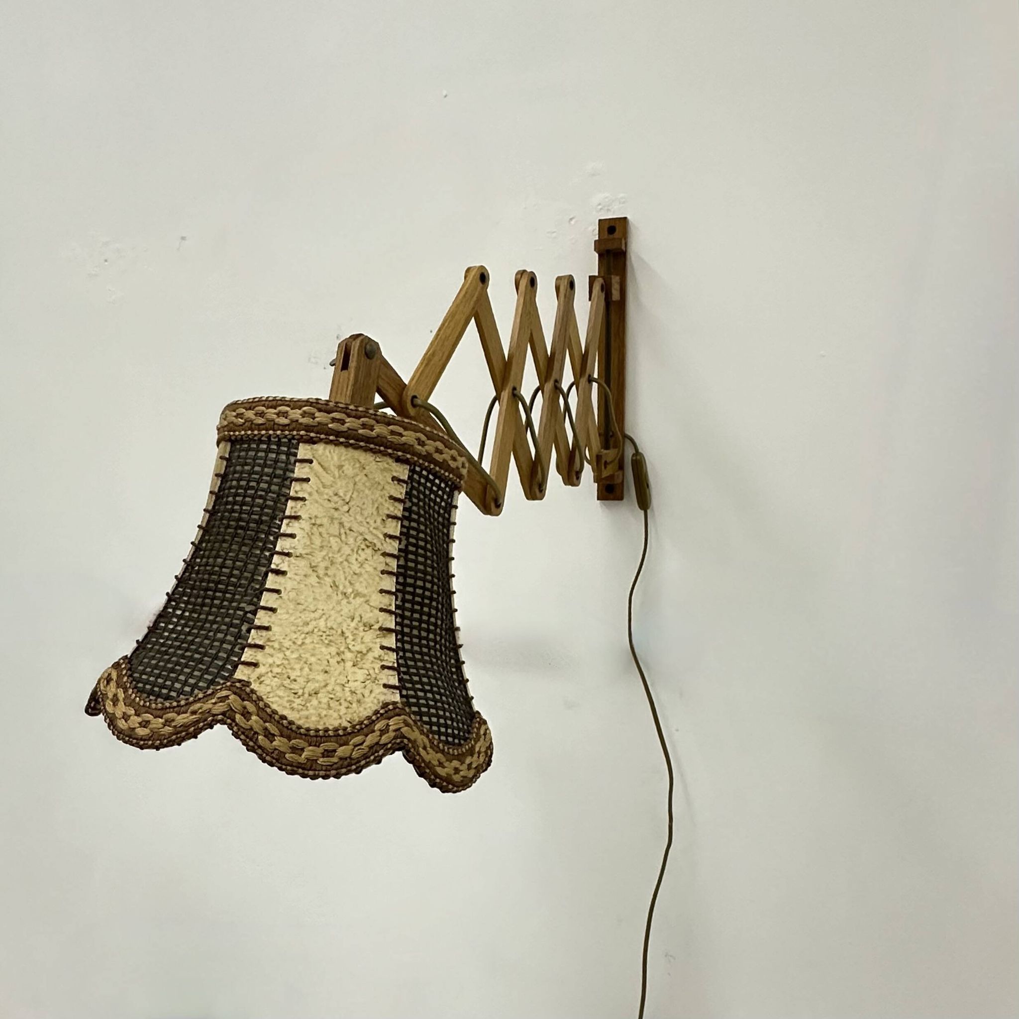 Vintage teak scissors wall lamp , 1960s