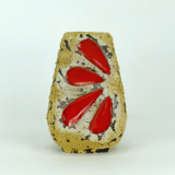 Mid century fat lava vase es-keramik wgp brown beige glaze red leaf pattern